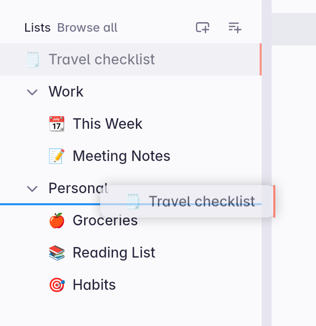 Superlist — Reorder component