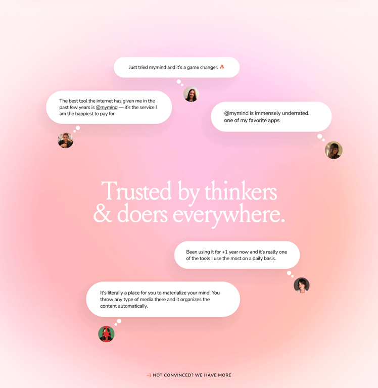 Mymind — Testimonial component