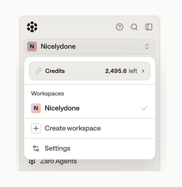 Zaro — Dropdown menu component