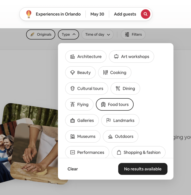Airbnb — Sorting & filtering component