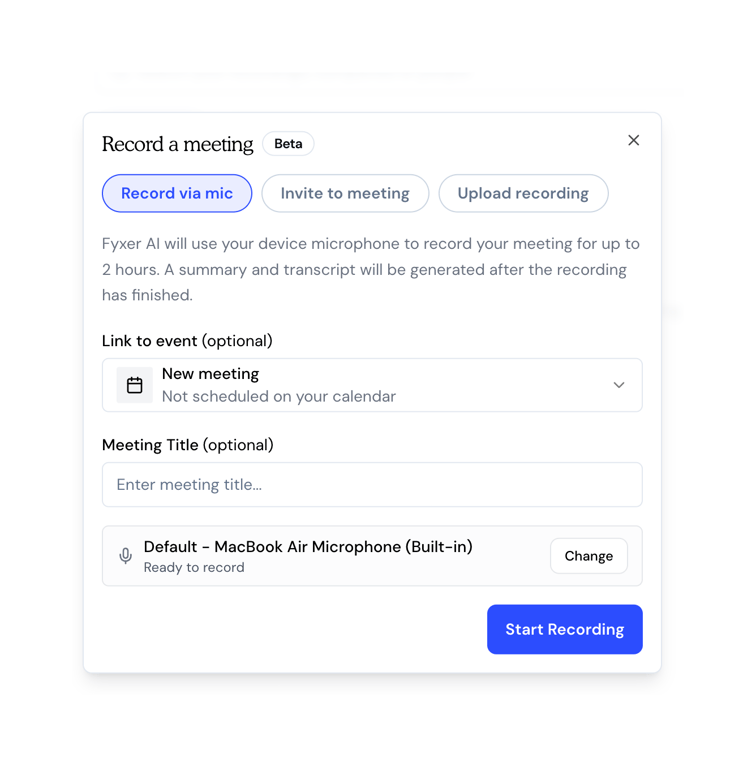 Fyxer — Modal component