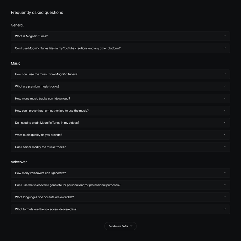 Magnific — FAQ component