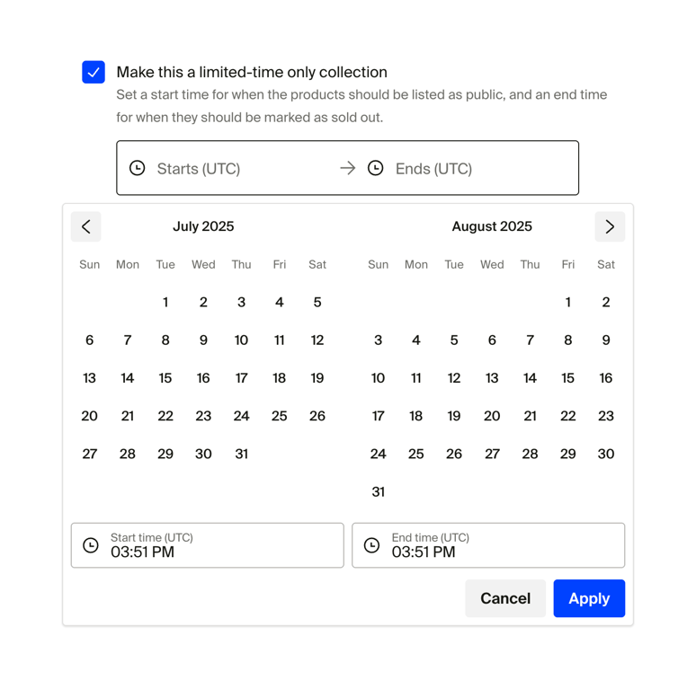 Fourthwall — Datepicker component