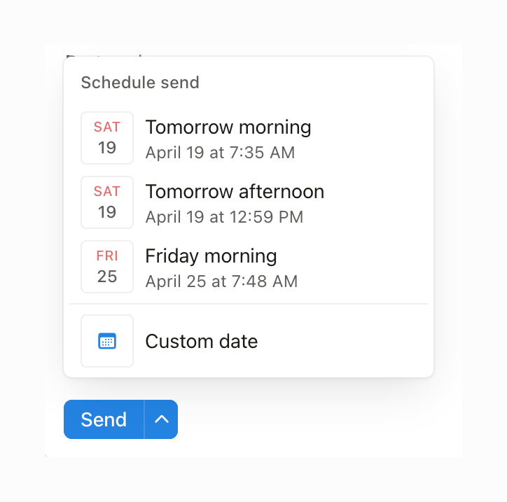 Notion Mail — Datepicker component