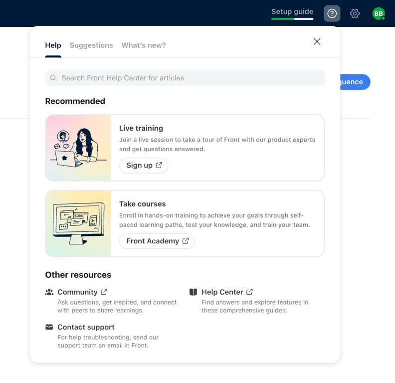 Front — Dropdown menu component