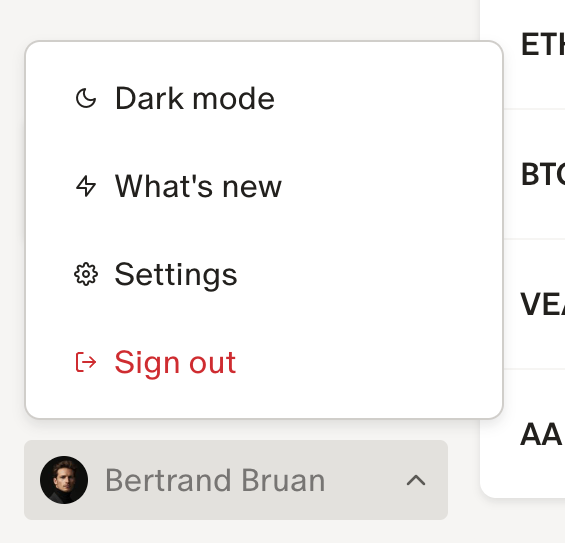 Monarch — Dropdown menu component