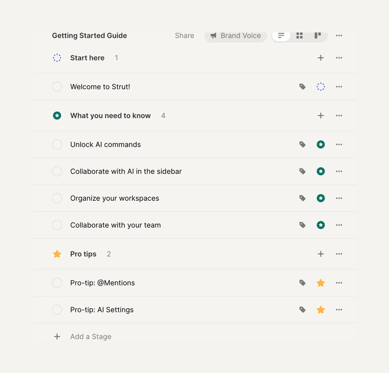 Strut — Vertical list component