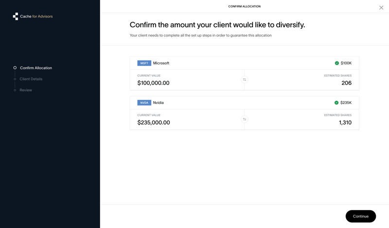 Cache screen example
