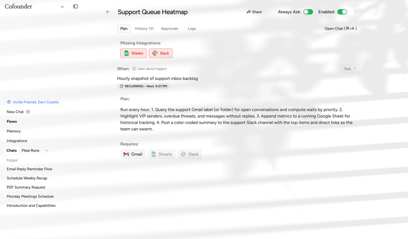 Cofounder screen example