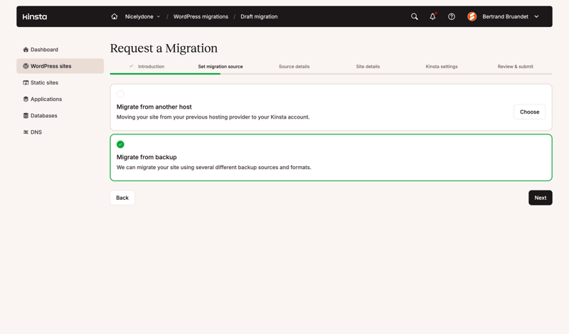 Kinsta screen example