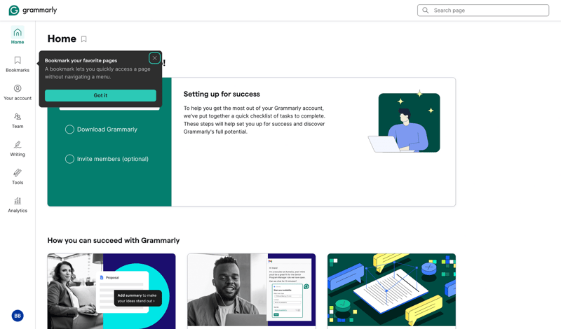 Grammarly screen example