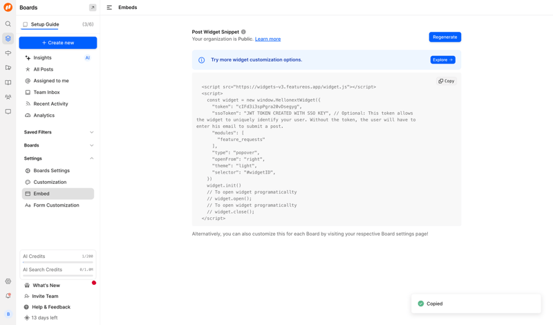 FeatureOS screen example