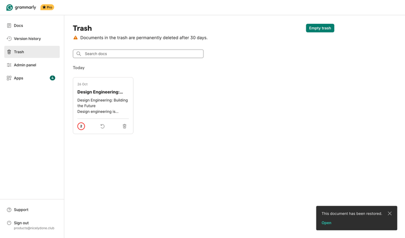 Grammarly screen example