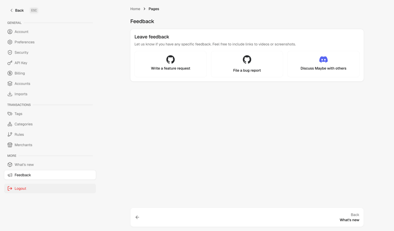 Maybe Finance screen example