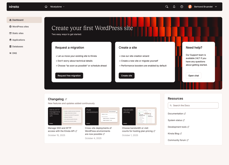 Kinsta screen example