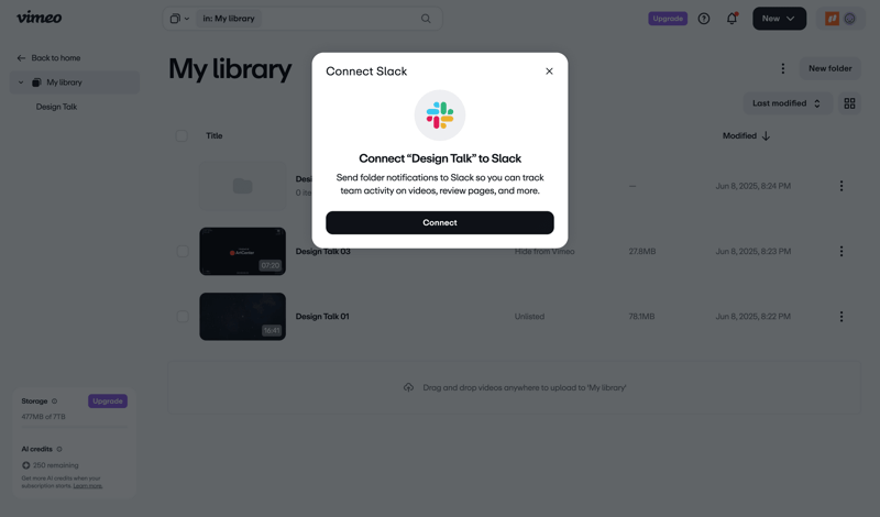 Vimeo screen example