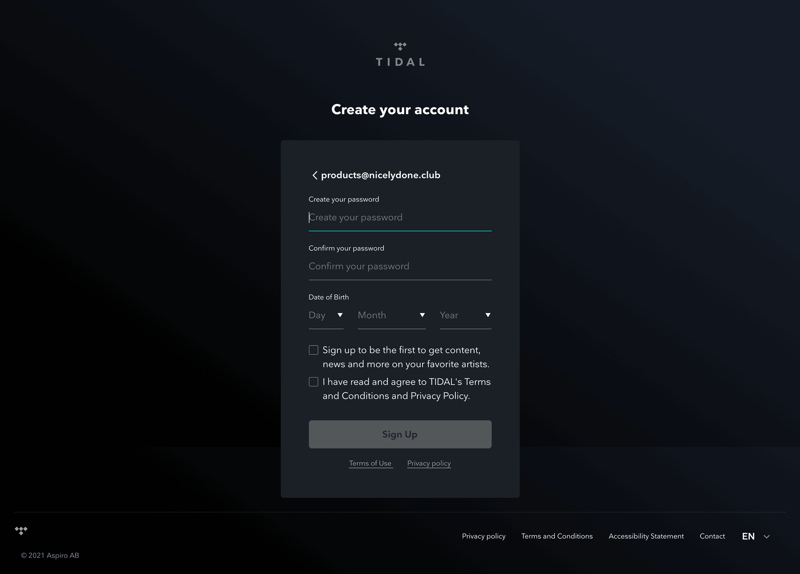 Tidal
			     ux ui design
