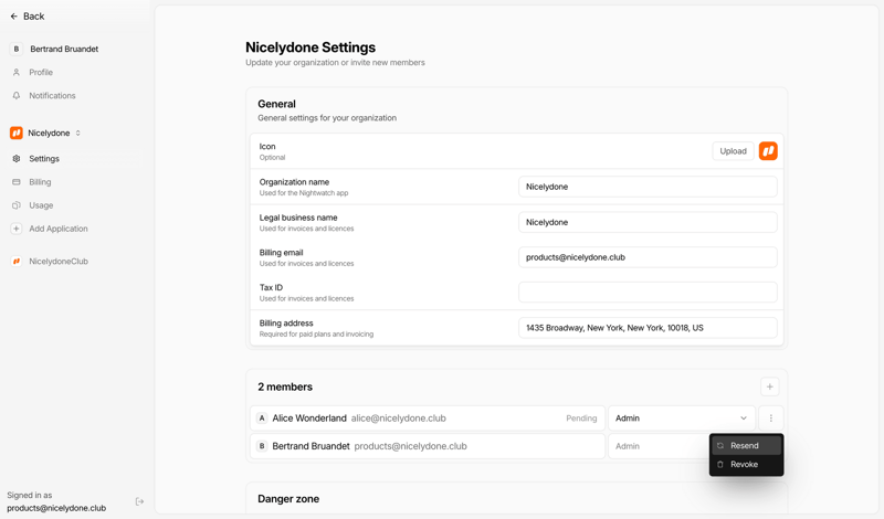 Nightwatch screen example
