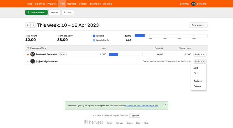 Harvest
			        ux ui design