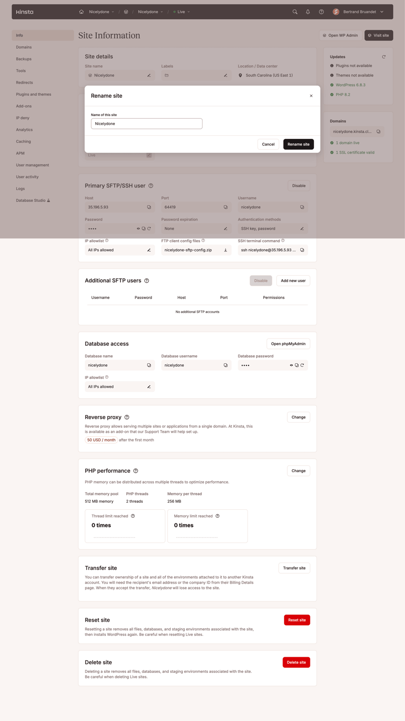 Kinsta screen example