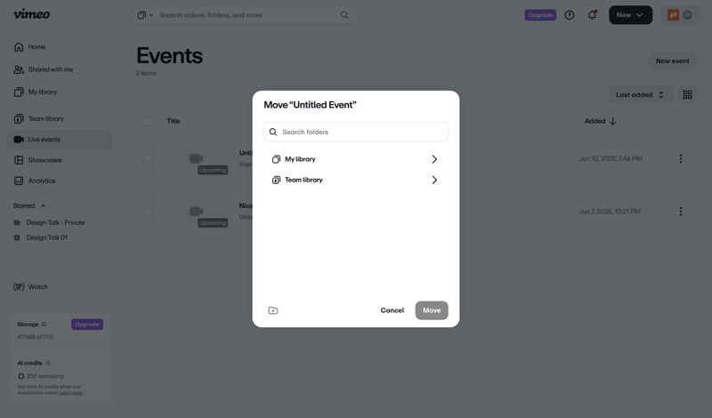 Vimeo screen example