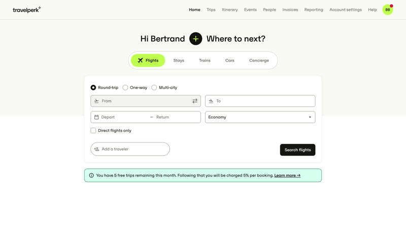 Travelperk screen example