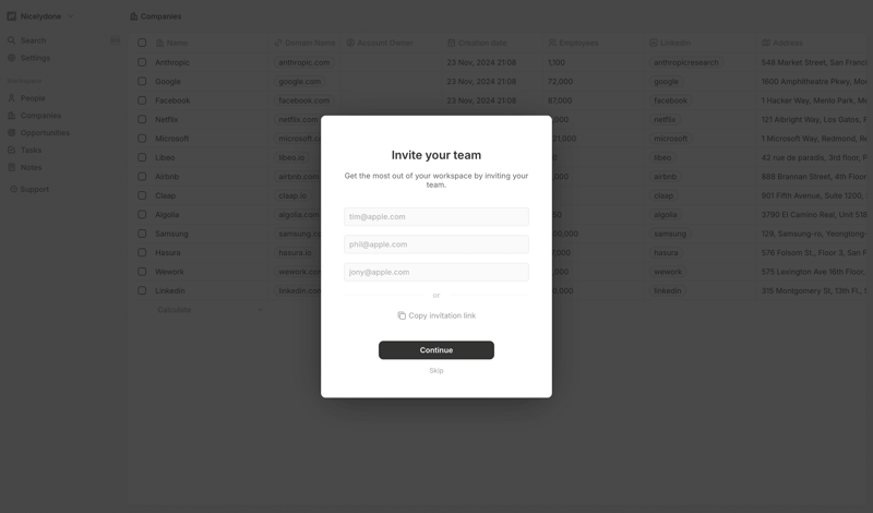 Twenty screen example