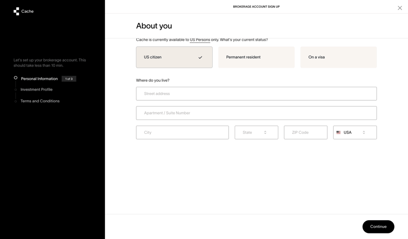 Cache screen example