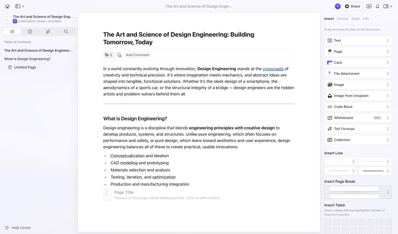 Craft screen example