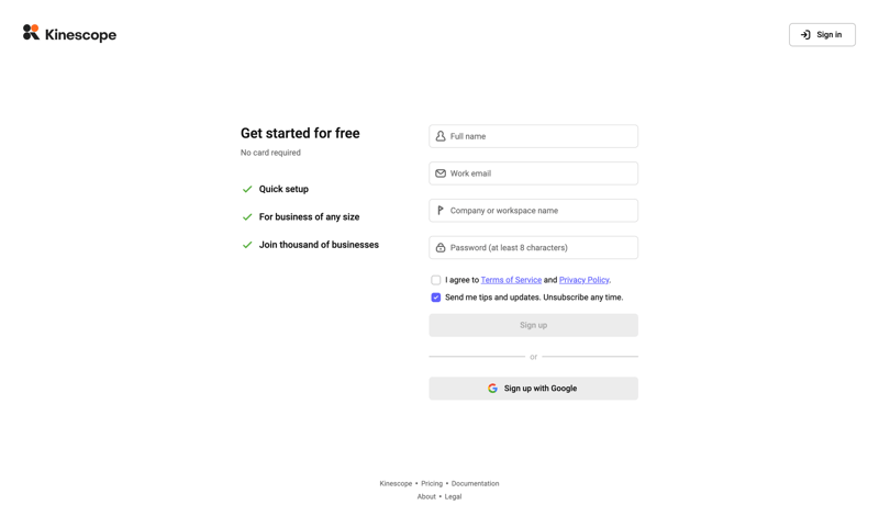 Kinescope screen example