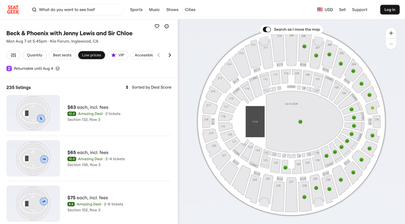 SeatGeek
			      ux ui design