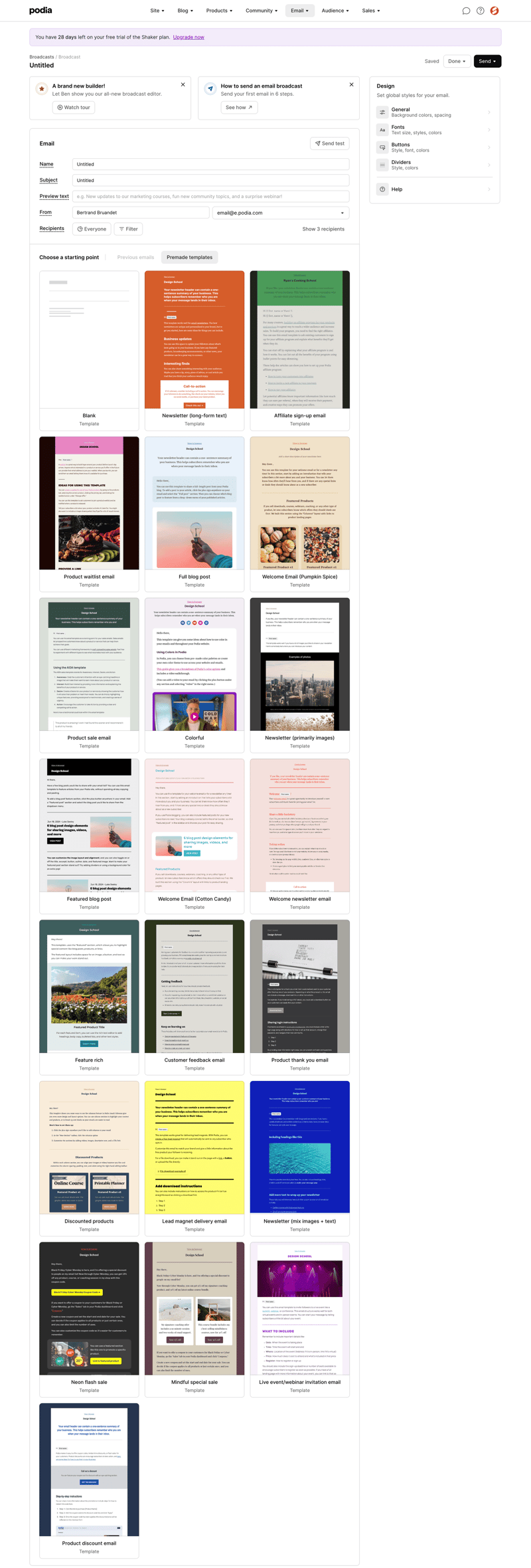 Podia
			                 ux ui design