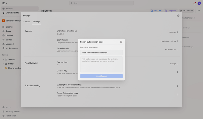 Craft screen example