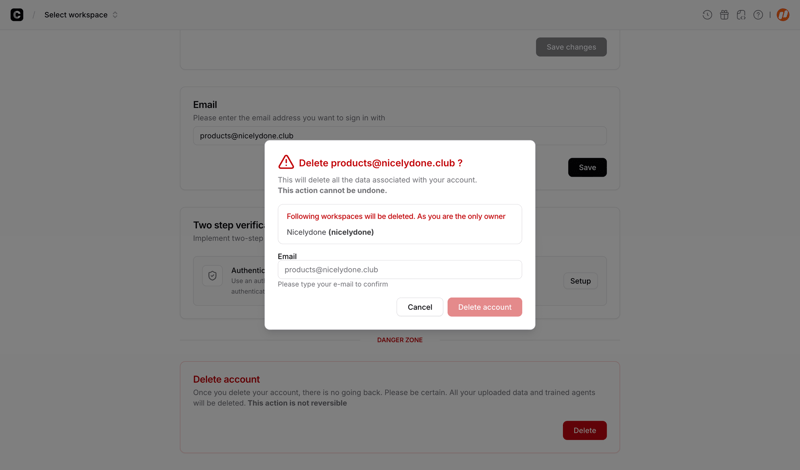 Chatbase screen example