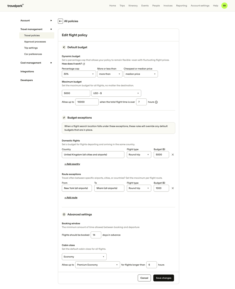 Travelperk screen example
