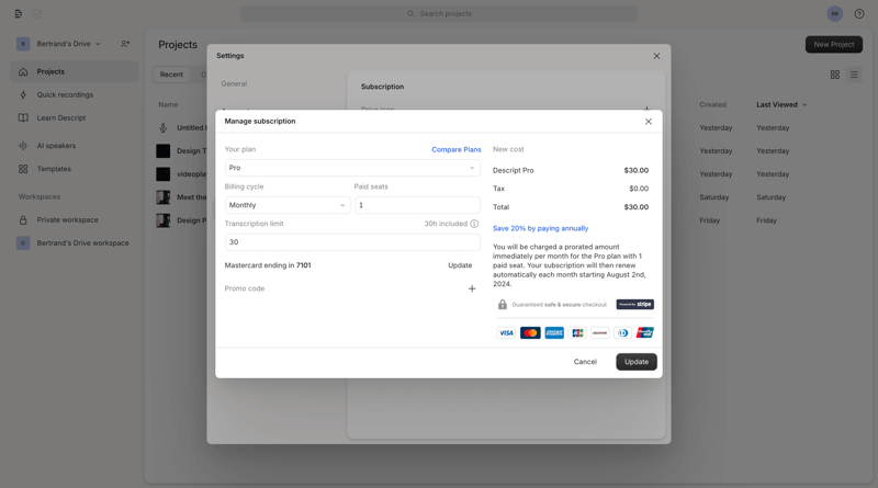 Descript
			         ux ui design
