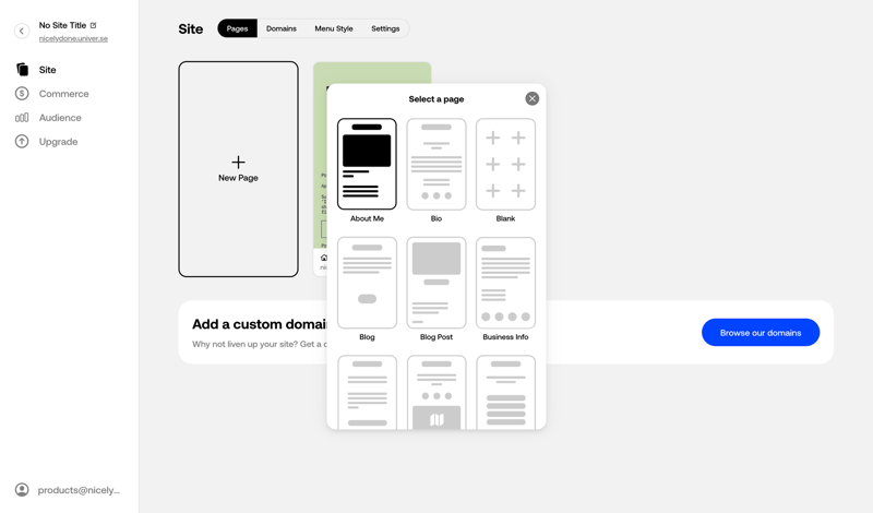 Universe screen example