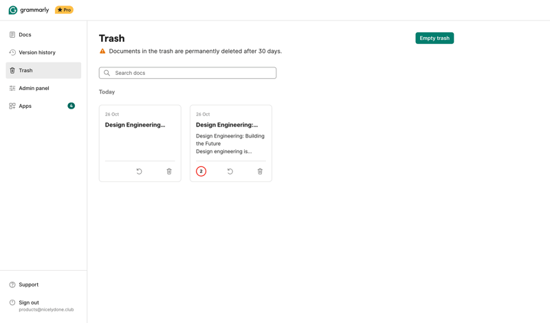 Grammarly screen example
