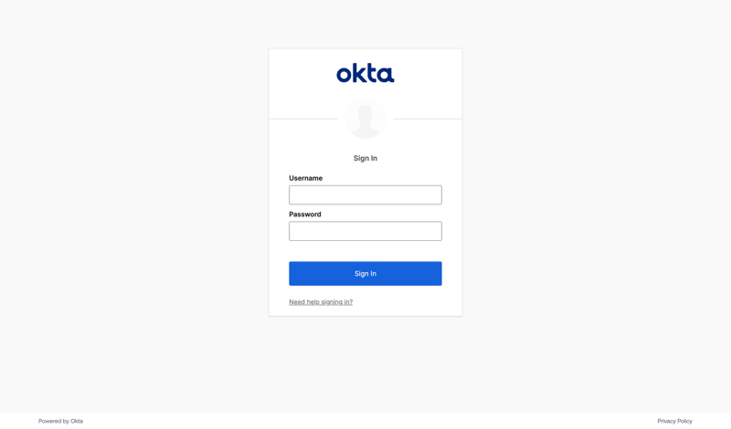 Okta screen example