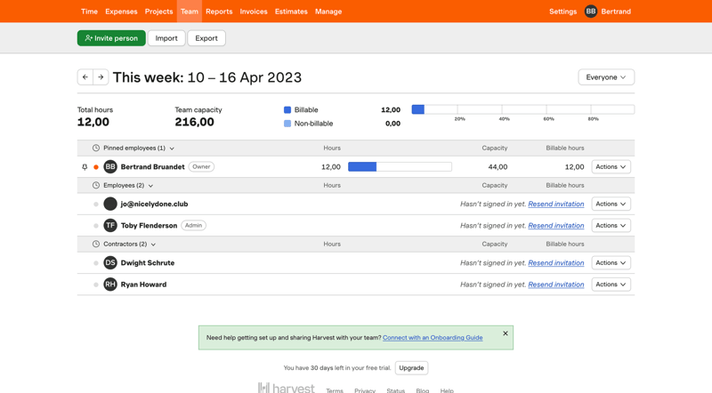 Harvest
			      ux ui design