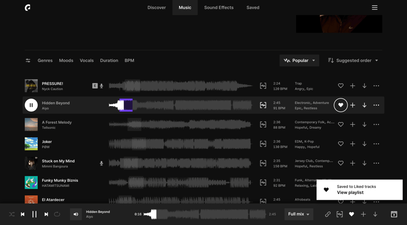 Epidemic Sound
			     ux ui design