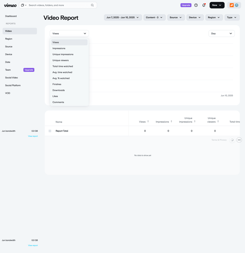Vimeo screen example