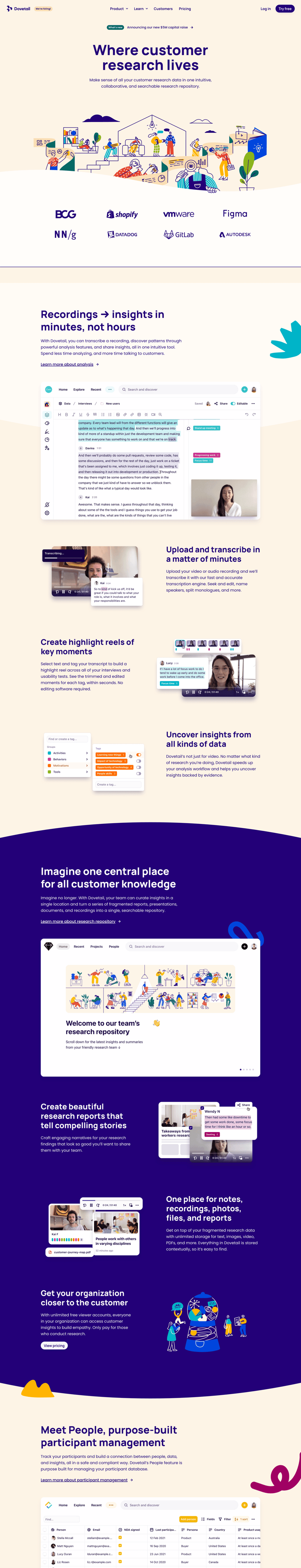 Dovetail
				 page example