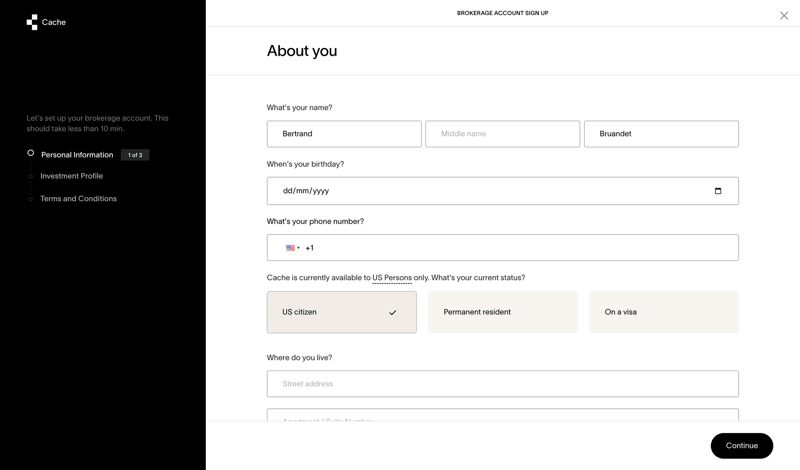 Cache screen example
