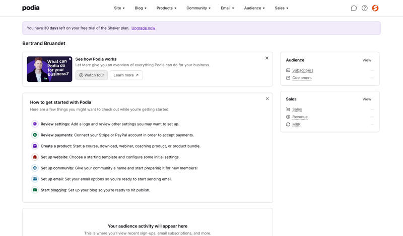 Podia
			         ux ui design