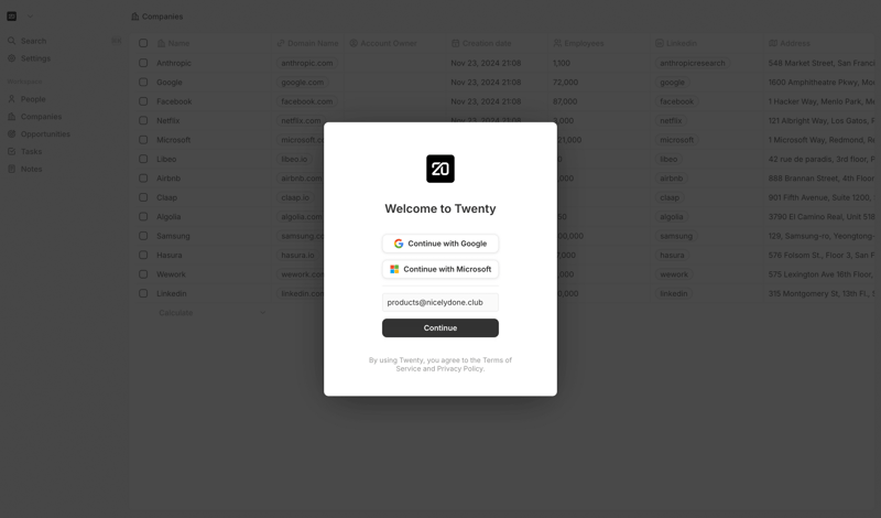 Twenty screen example