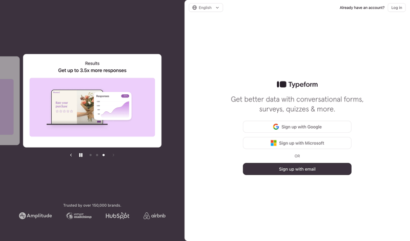 Typeform screen example
