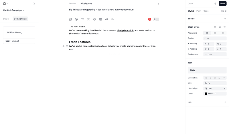 Loops screen example