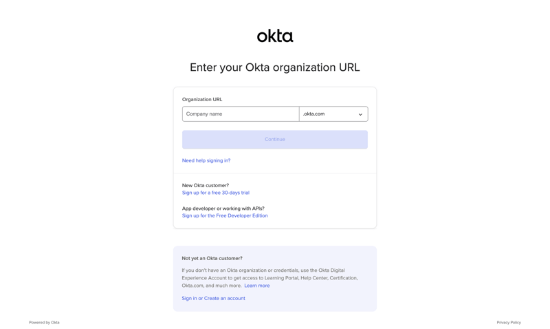 Okta screen example