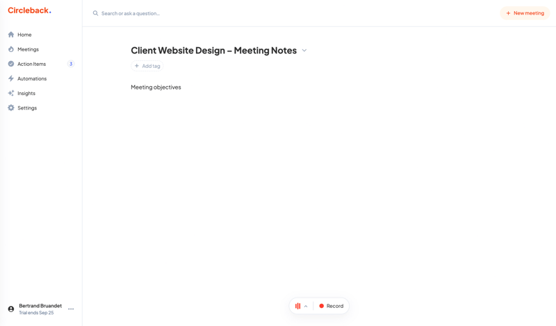Circleback
			    ux ui design